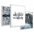 Zestaw obrazy w ramie 50x70 galeria - Zimowa, przygoda, cytat, typografia - rama biała