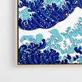 Obraz w ramie 70x50 - Fala Japandi - wielka fala w Kaganawie, obraz Hokusai - rama drewno