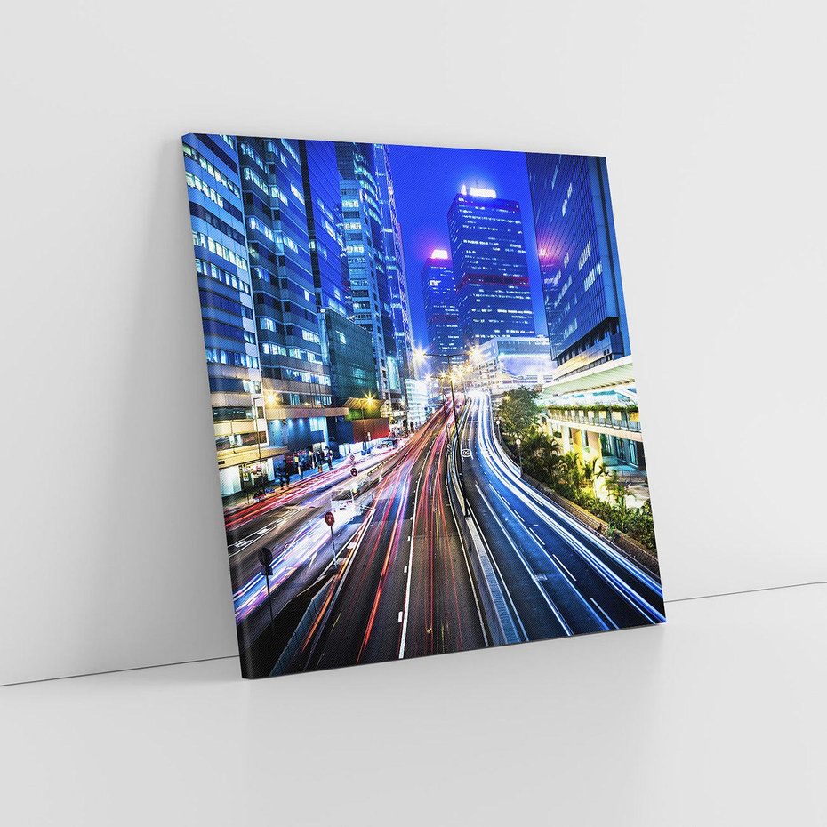 Obraz na płótnie 50x50 - Nocne Światła Miasta - noc, miasto