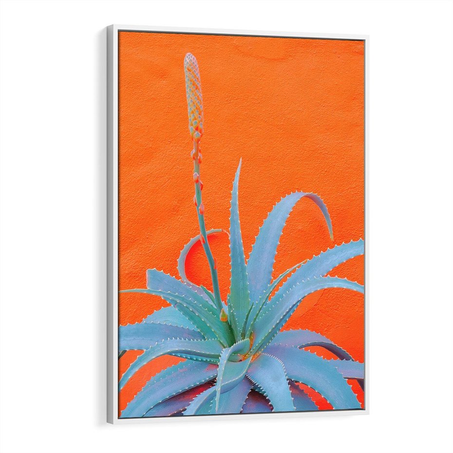 Obraz w ramie 80x120 - Naturalna Harmonia - kaktusy, liście - rama biała