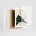 Plakat w ramie 40x50 - Minimalistyczne Góry: Złota Sztuka Natury - minimalistyczna grafika, góry - rama biała