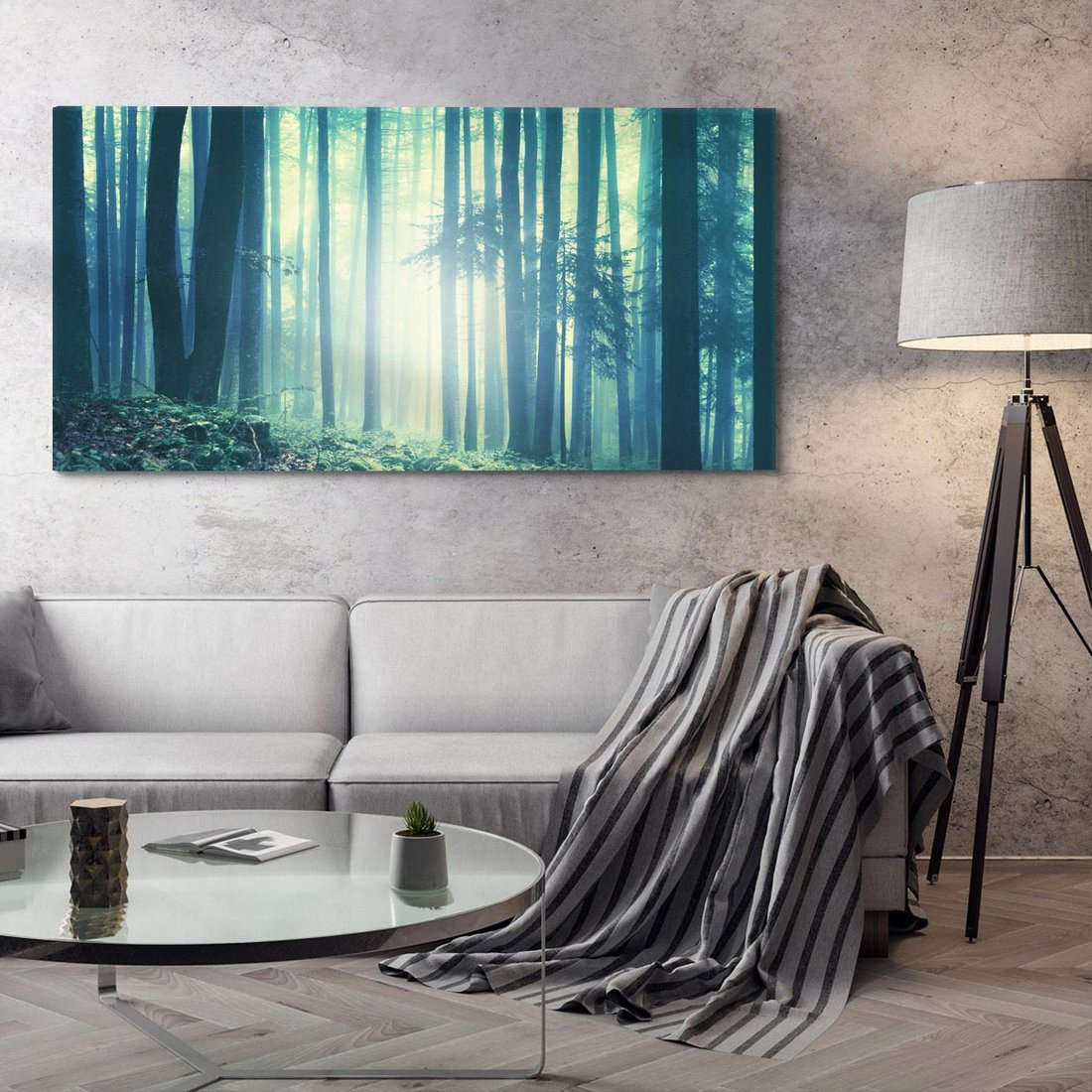 Obraz na płótnie 140x70 - Mistyczny las w mgle - las, mgła