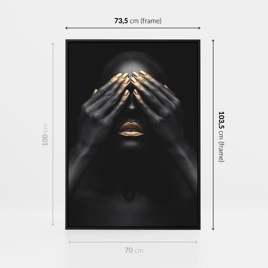 Obraz w ramie 70x100 - Złote Usta wyjątkowa subtelność - złote usta, złote palce - rama czarna
