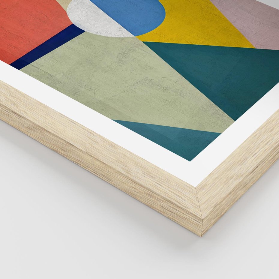 Plakat w ramie 30x40 - Taniec Subtelnych Odbić - abstrakcyjne geometryczne kształty, olejny obraz - rama drewno