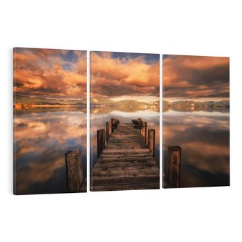 Obraz na płótnie 120x80 - Spacer po molo nad jeziorem - molo, jezioro