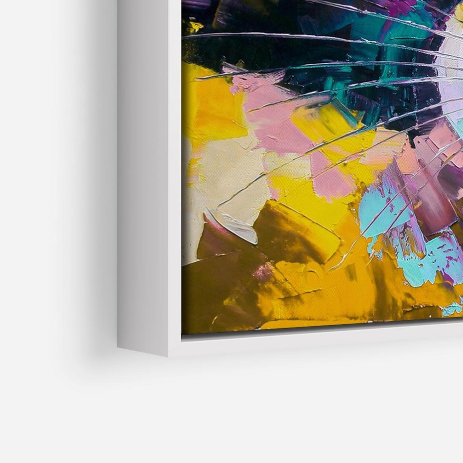 Obraz w ramie 70x50 - Przebudzenie snu artysty - zbliżenie, kolorowy portret szopa pracza - rama biała