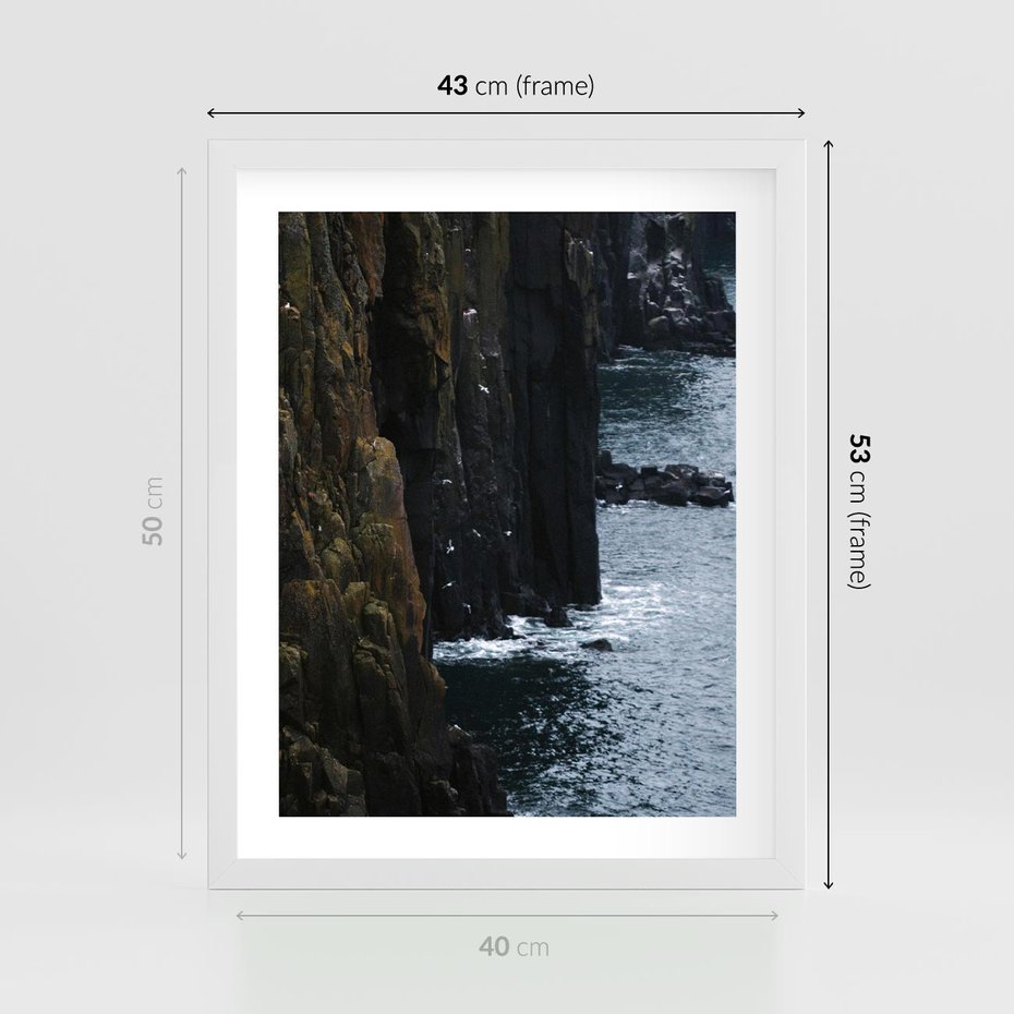 Plakat w ramie 40x50 - Piękno norweskich krajobrazów - fiordy, morze - rama biała