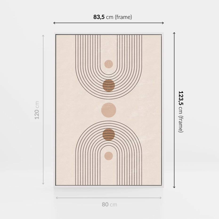 Obraz w ramie 80x120 - Zgeometryzowane Wizje - boho plakat, minimalizm - rama biała