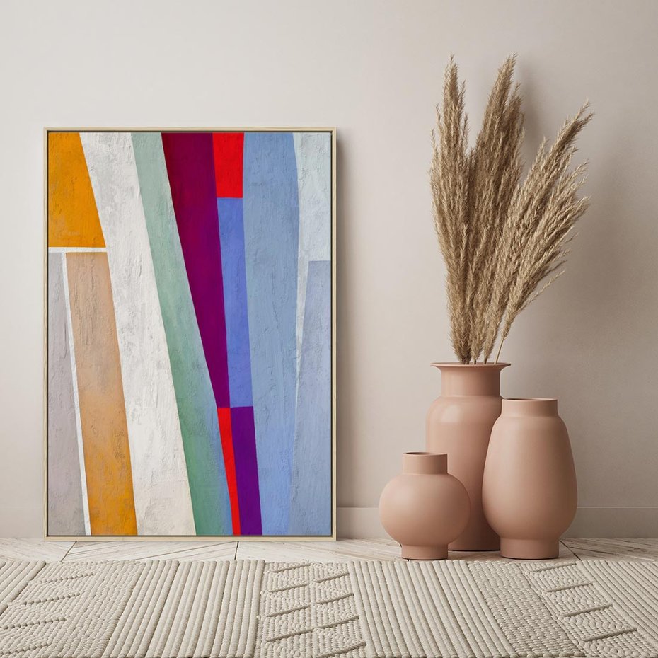 Obraz w ramie 50x70 - Księga Ukrytych Odbić - abstrakcyjne dziwne kształty, olejny obraz - rama drewno