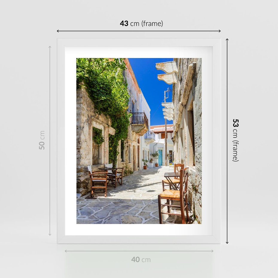 Plakat w ramie 40x50 - Magiczny Spacer - uliczka, perspektywa - rama biała