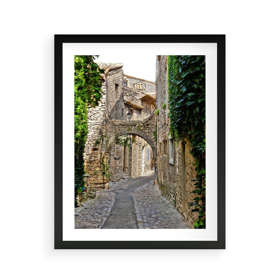 Plakat w ramie 40x50 - Urokliwa perspektywa uliczki - uliczka, perspektywa - rama czarna