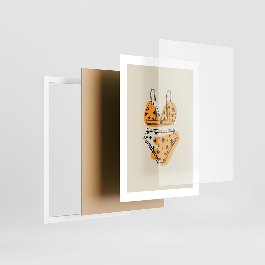 Plakat w ramie 30x40 - Minimalistyczny Szkic Bielizny - minimalistyczna grafika, szkic bielizny - rama biała