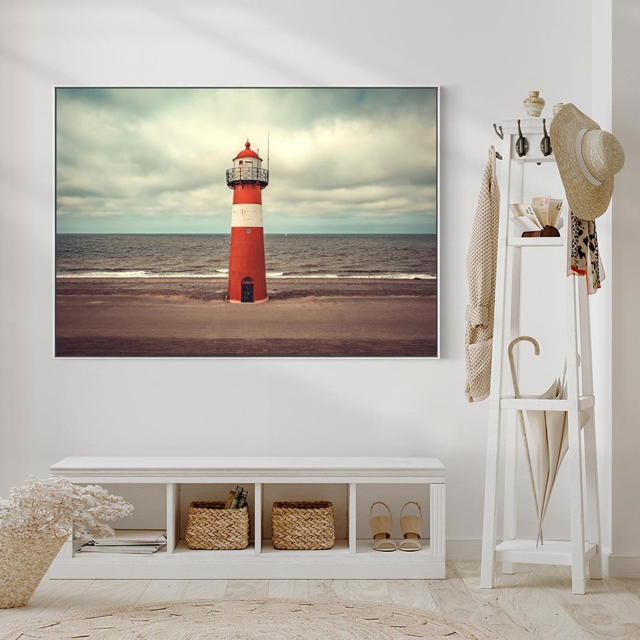 Obraz w ramie 70x50 - Retro Urok Morza - fotografia w stylu retro, vintage - rama biała