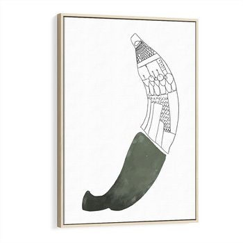 Obraz w ramie 80x120 - Rozkwitające Barwy Akwareli - minimalistyczny plakat, banan - rama drewno