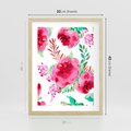 Plakat w ramie 30x40 - Delikatna Akwarela - kwiaty, akwarela - rama drewno