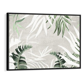 Obraz w ramie 100x70 - Zielony Raj - monstera, palmy - rama czarna