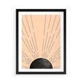 Plakat w ramie 50x70 - Migocące Kształty Promieni - boho czarne słońce, nowoczesna grafika - rama czarna