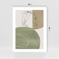Plakat bez ramy 30x40 - Jedna Linia, Wiele Emocji - akwarelowe plamy, na nich szkic postaci kobiety jedną linią