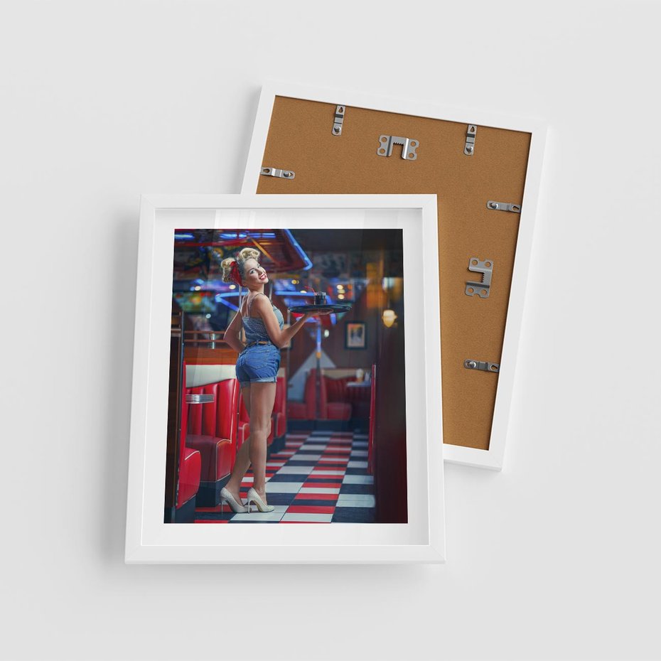 Plakat w ramie 40x50 - Czas Na Wyjątkowy Posiłek - restauracja, retro - rama biała