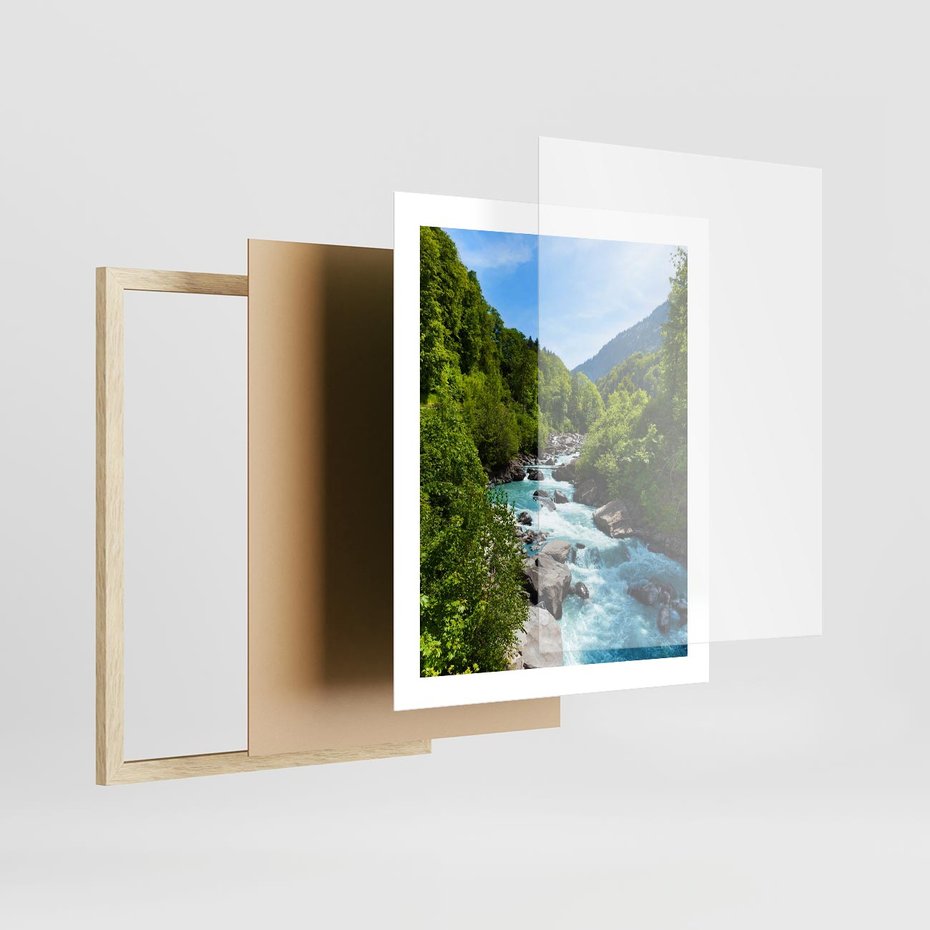 Plakat w ramie 40x50 - Górski strumyk - strumyk, góry - rama drewno