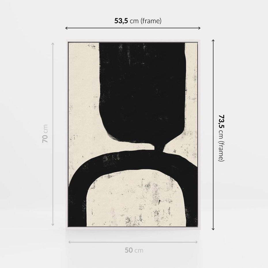 Obraz w ramie 50x70 - Przenikające Plamy - abstrakcyjna sztuka, minimalizm - rama biała