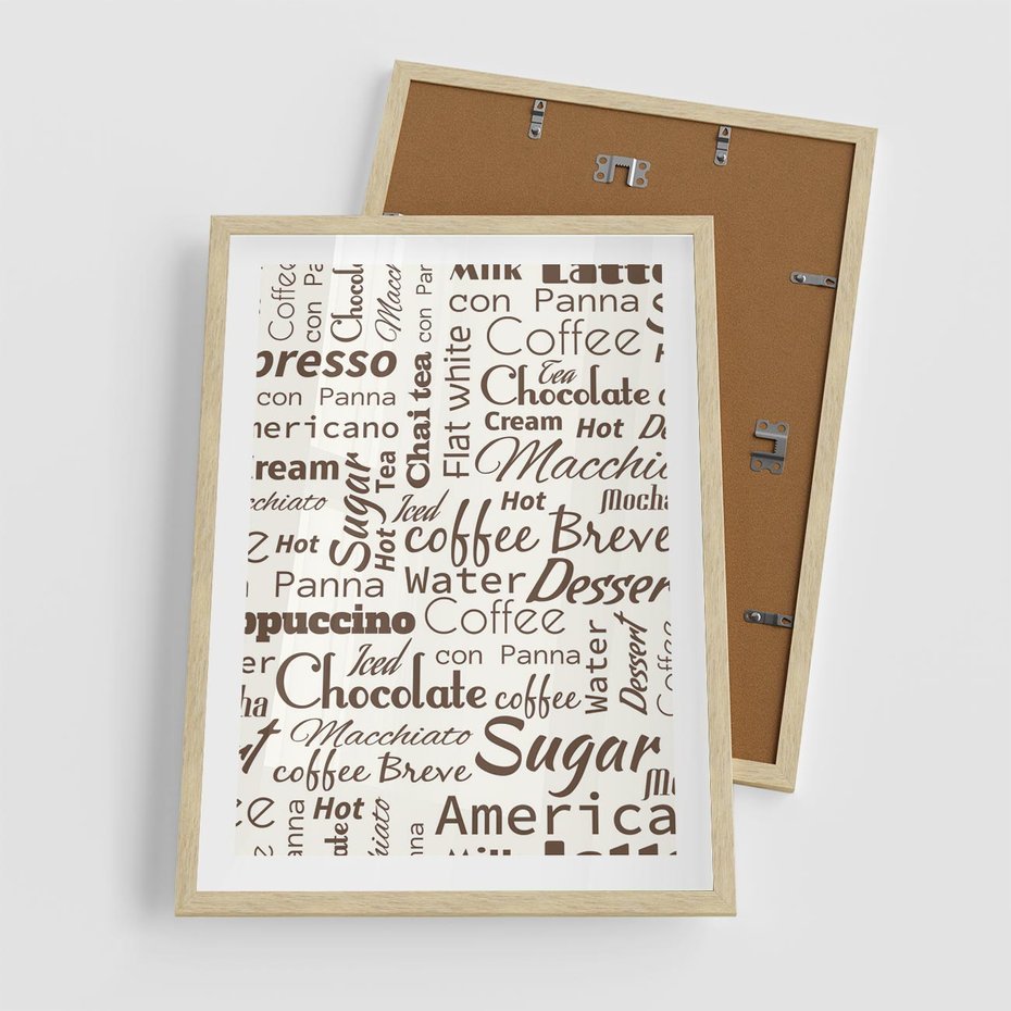 Plakat w ramie 50x70 - Kawa w Stylu Coffee - kawa, coffee - rama drewno
