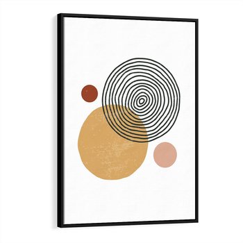 Obraz w ramie 50x70 - Wewnętrzne Formy - koła okręgi, abstrakcyjna nowoczesna sztuka - rama czarna