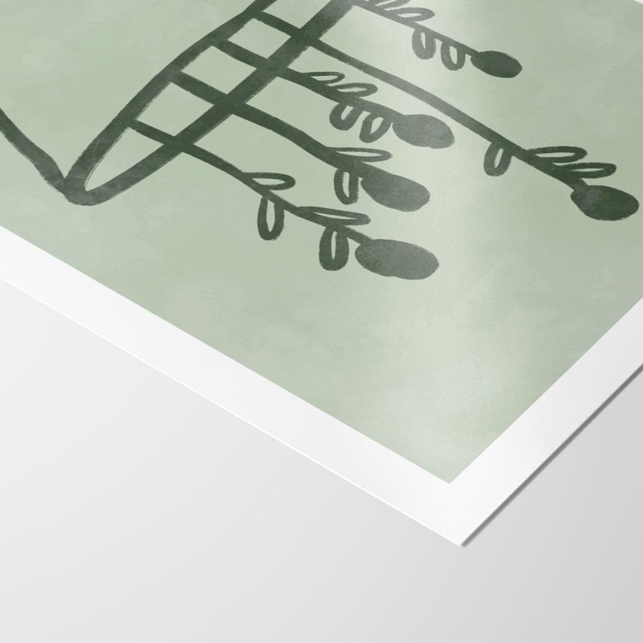 Plakat bez ramy 21x30 - Zieleń Inspirującego Spokoju - plakat z abstrakcyjną zieloną lampą, skandynawski design