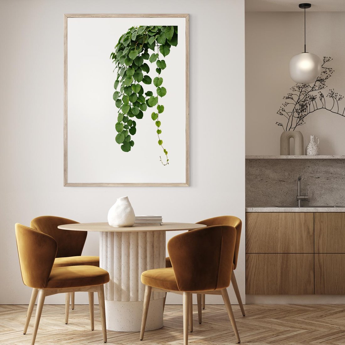 Plakat w ramie 30x40 - Świeżość Natury - liście, zielone - rama drewno