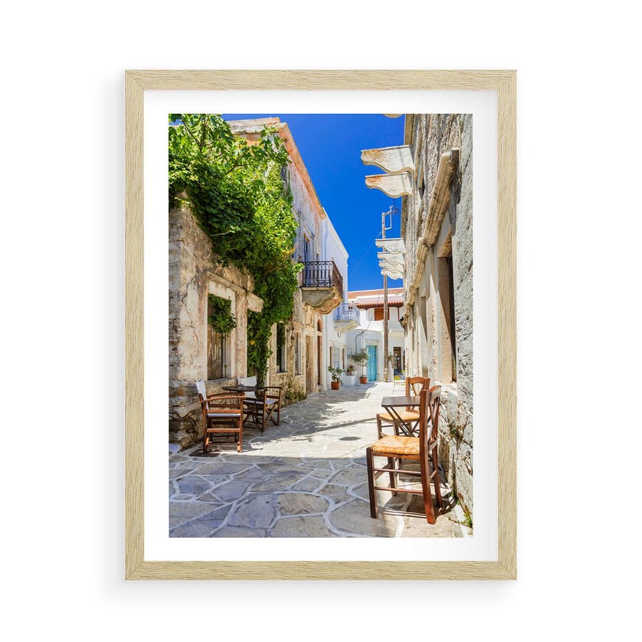 Plakat w ramie 50x70 - Magiczny Spacer - uliczka, perspektywa - rama drewno