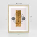 Plakat w ramie 30x40 - Minimalistyczna Monstera: Złoty Prostokąt - liść monstery, minimalizm - rama drewno