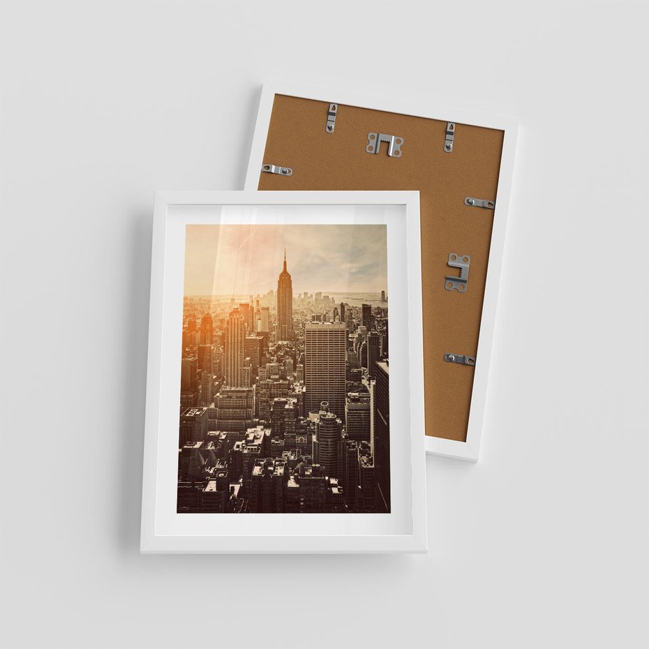 Plakat w ramie 30x40 - Nowojorska Skyline - Manhattan, Nowy Jork - rama biała