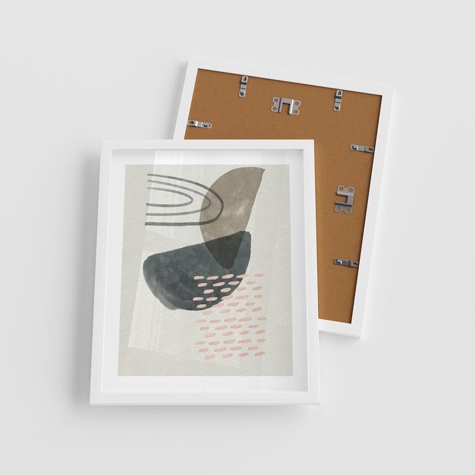 Plakat w ramie 40x50 - Geometria w Beżowych Odcieniach - abstrakcja, geometria - rama biała