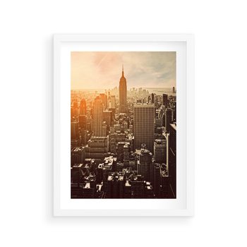 Plakat w ramie 40x50 - Nowojorska Skyline - Manhattan, Nowy Jork - rama biała