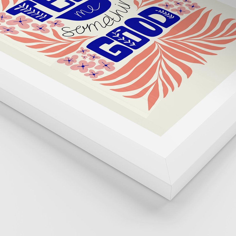 Plakat w ramie 50x70 - Bezgraniczne Formy - nowoczesna typografia, liście - rama biała