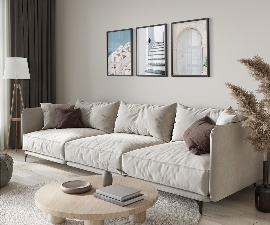 Zestaw obrazy w ramie 50x70 galeria - Santorini, Włochy, podróż - rama czarna