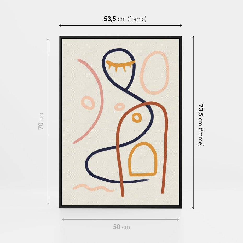 Obraz w ramie 50x70 - Mgnienie Oka - abstrakcja w stylu picasso, beżowe tło - rama czarna