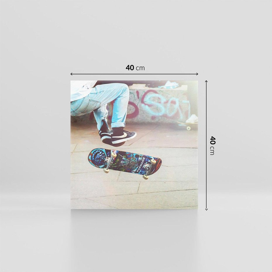 Obraz na płótnie 40x40 - Skateboardowe Rytmy na Desce - deskorolka, skateboard