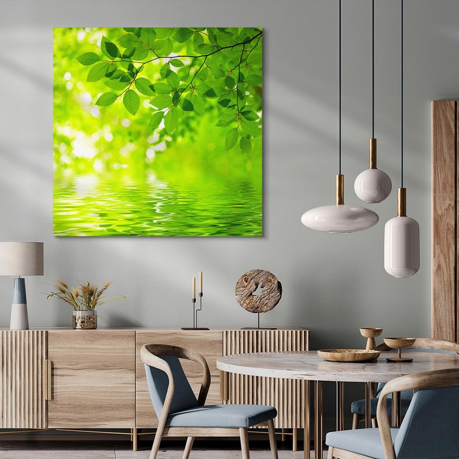 Obraz na płótnie 80x80 - Liście w Wodzie - liście, woda