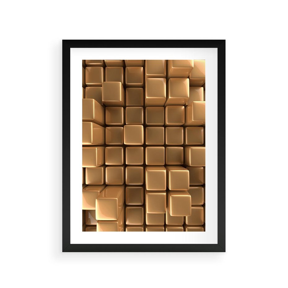 Plakat w ramie 30x40 - Błyszcząca Elegancja - złoto, 3d - rama czarna