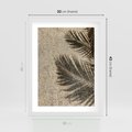 Plakat w ramie 30x40 - Plażowa Idylla - palma, cień na piasku - rama biała