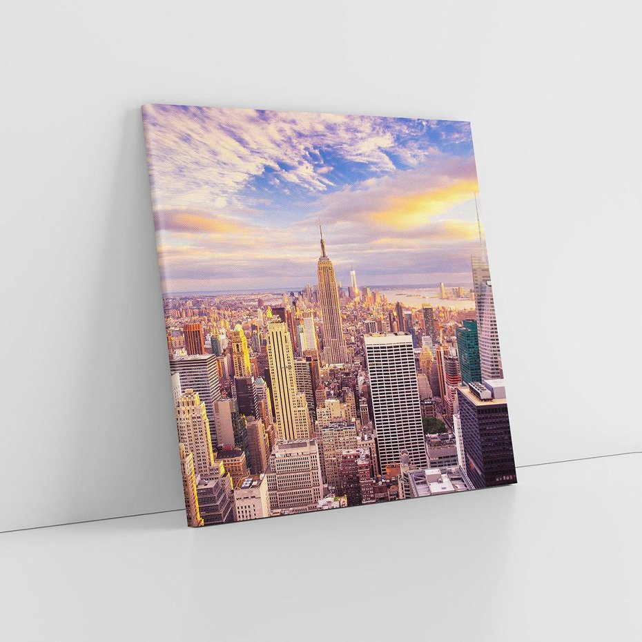 Obraz na płótnie 30x30 - Amerykański duch: Miasto na horyzoncie - USA, Ameryka