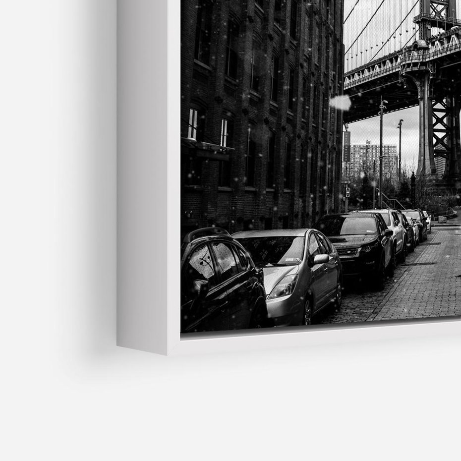 Obraz w ramie 50x50 - Ikona Miasta - Nowy Jork, most - rama biała