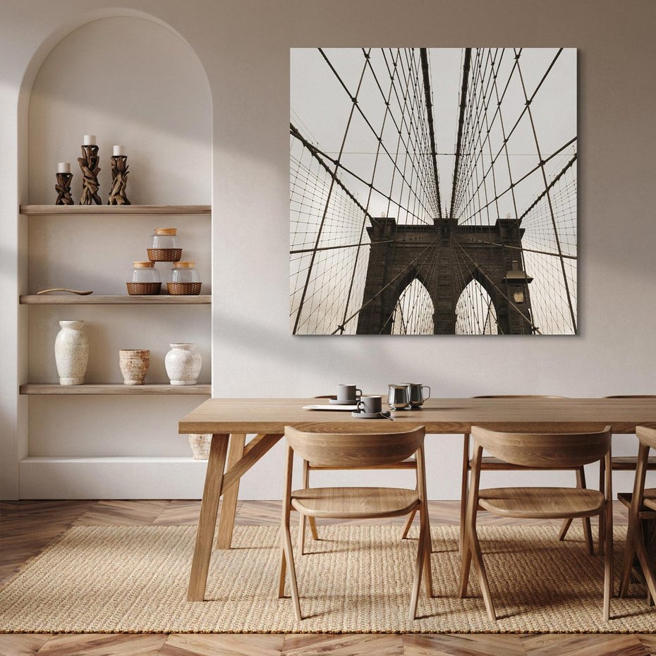 Obraz na płótnie 40x40 - Most z linami pod niebem - USA - most, liny