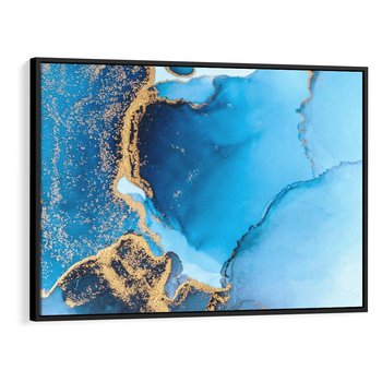 Obraz w ramie 70x50 - Elegancja i Wyrafinowanie - marmur, złoto - rama czarna