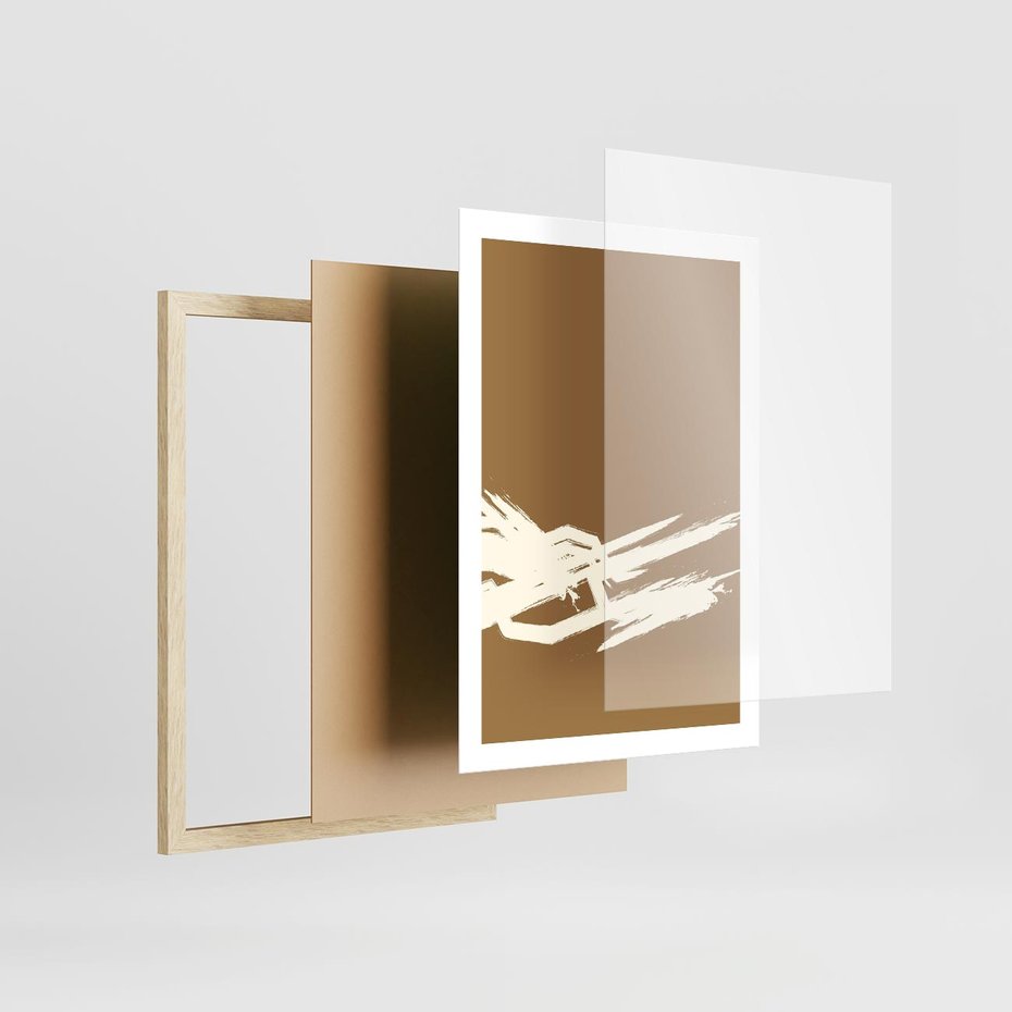 Plakat w ramie 50x70 - Taniec Energii - abstrakcyjne kreski, maźnięcia - rama drewno