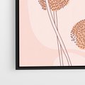 Obraz w ramie 50x50 - Rozkwitające Emocje - minimalistyczny plakat, pudrowe kwiaty - rama czarna