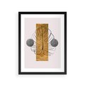 Plakat w ramie 30x40 - Minimalistyczna Monstera: Złoty Prostokąt - liść  monstery, minimalizm - rama czarna