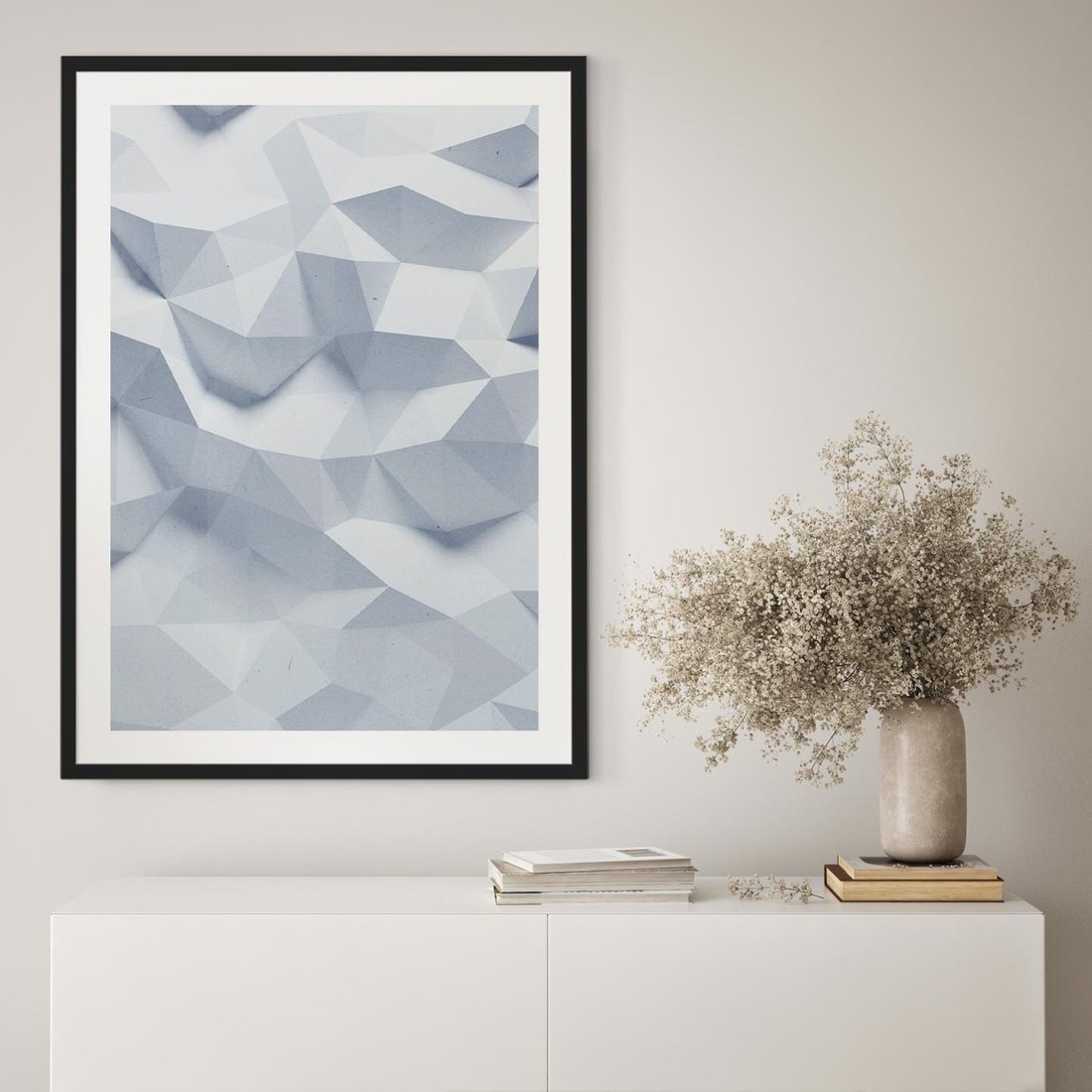Plakat w ramie 50x70 - Trójwymiarowa geometria - geometria, 3d - rama czarna