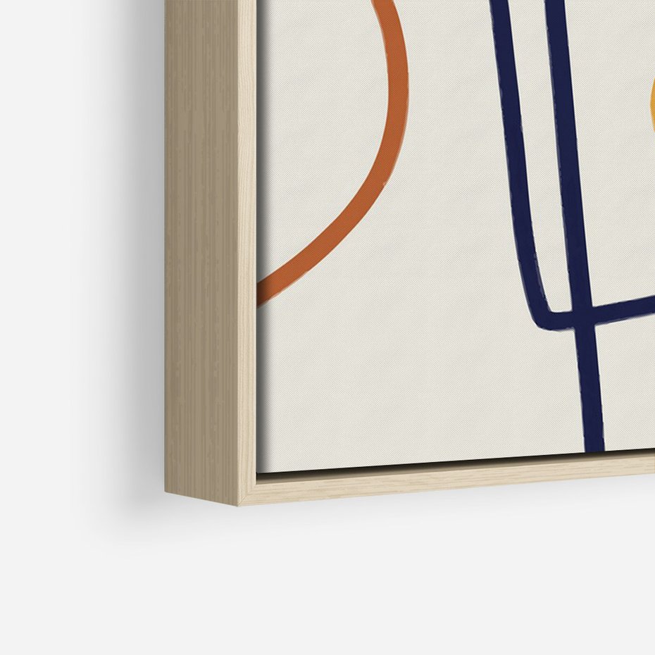 Obraz w ramie 80x120 - Manifestacje Dziwności - abstrakcja w stylu picasso, beżowe tło - rama drewno